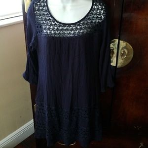 boho navy blue dress, large